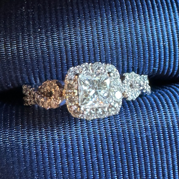 The Leo Diamond 14K White Gold 1ctw E/SI2 Princess Pave Halo Engagement Ring Sz8 - Picture 2 of 16